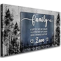 Family Quotes Canvas Wall Art,Family a Little Bit of Crazy Loud Love Wall Art for Living Room,Inspirational Motto Canvas Prints Poster Stretched Framed Artworks for Home Bedroom Office Wall Decor