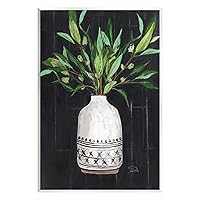 Stupell Industries Tall Botanical Leaves Arrangement Patterned Pottery Vase Wood Wall Art, Design By Patricia Pinto