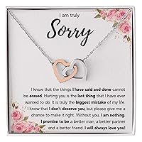 FG Family Gift Mall Im Sorry Gifts For Her, Apology Gifts For Her, I Love You I'm Sorry Gift, Giant Sorry Forgiveness Necklace with Message Card and Gift Box