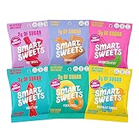 Variety Pack Sampler, Pack of 6 Individual Flavors, Low Sugar & Calorie Candy - Sweet Fish, Sourmelon Bites, Peach Rings, Sour Blast Buddies, Red Twists, & New Soft Caramels