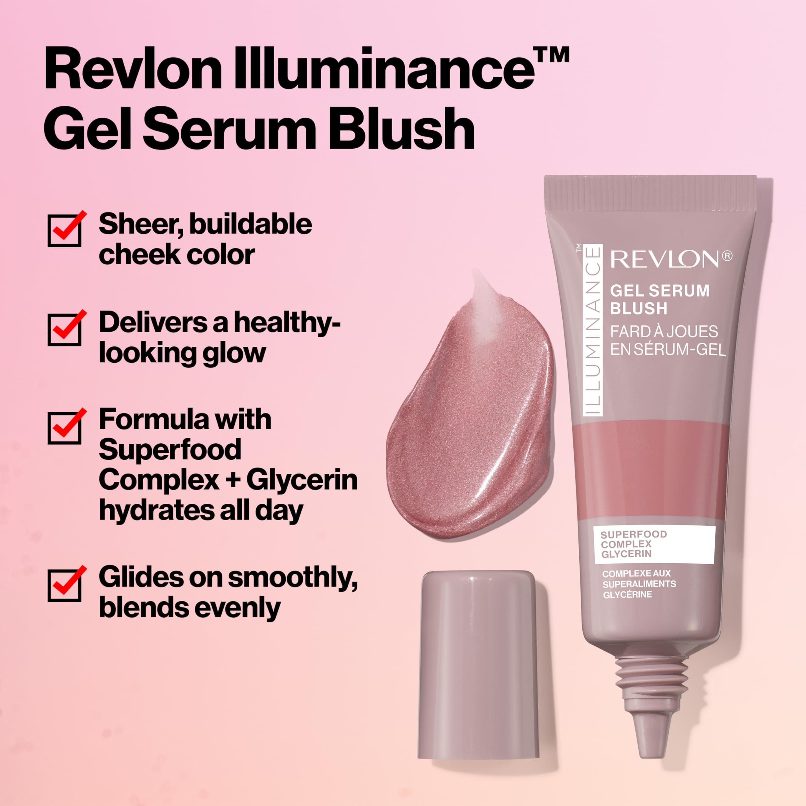 Revlon Illuminance Gel Serum Blush, Visibly Plump Cheeks, Dewy Finish and Hydrates All Day, 140 Brilliant Berry, 0.37 fl oz.