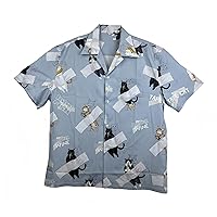 Men Loose Fit Funky Print Retro Hawaiian Shirts Short Sleeve Button Down Aloha Tropical Beach Shirt