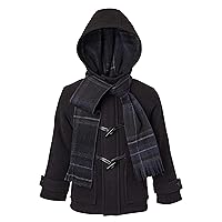 Cremson Boys Classic Wool Look Winter Duffle Toggle Jacket Dress Coat Scarf Hood