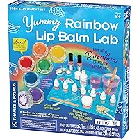 Thames & Kosmos Yummy Rainbow Lip Balm Lab STEM Kit | Make Lip Balms & Glosses in a Rainbow of Colors | Includes Strawberry, Grape, Banana Flavors & Cosmetic Jars | Chemistry & Biology of Skin Care