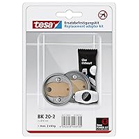 tesa Replacement Adapter Set BK20-2 - 2 x Self-Adhesive, Drill-Free Adapter with Power.Kit Technology for Bathroom Accessories - with Copper Zamak Ring and Tube Glue - Ø 41 mm x 8 mm