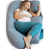 Pharmedoc Pregnancy Pillows, U-Shape Full Body Pillow – Removable Cooling Cover -Dark Grey – Pregnancy Pillows for Sleeping – Body Pillows for Adults, Maternity Pillow and Pregnancy Must Haves