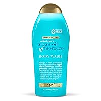 OGX Radiant Glow + Argan Oil of Morocco Extra Hydrating Body Wash for Dry Skin, Moisturizing Gel Body Cleanser for Silky Soft Skin, Paraben-Free, Sulfate-Free Surfactants, 19.5 fl oz