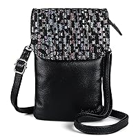 befen Genuine Leather Small Cell Phone Crossbody Bag Purses for Women Cross Body, Silver Zipper