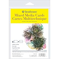 Strathmore 300 Series Mixed Media Cards, 5x6.875 inches, 6 Cards & Envelopes - Blank Greeting Cards for Weddings, Events, Birthdays, Holidays
