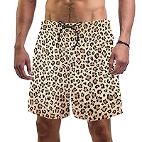 Leopard Texture Mens Swim Trunks Quick Dry Swim Shorts Swimwear Bathing Suits