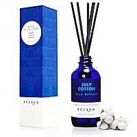 July Cotton Reed Diffuser Set, 3.7 Oz Aromatherapy Scented Oil Diffuser Sticks, Great Room Air Fresheners, Best Housewarming Gift idea - Giving, Home & Office Decor