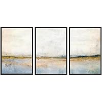 SIGNWIN Framed Canvas Print Wall Art Set Grunge Watercolor Pastel Lake Landscape Nature Abstract Illustrations Fine Art Decorative Nordic for Living Room, Bedroom, Office - 24