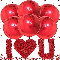 KatchOn, Metallic Red Balloons - Pack of 66 | Hot Pink Confetti Balloons Set | Red Chrome Balloons, Red Foil Balloons for Red Birthday Decorations | Baby Gender Reveal Decorations, Baby Shower Decor