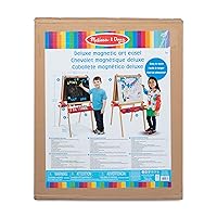 Melissa & Doug Deluxe Magnetic Standing Art Easel With Chalkboard, Dry-Erase Board, and 39 Letter and Number Magnets - FSC Certified