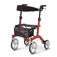 Medline European Style Lightweight Rollator with Backrest – Strong, Comfortable, Maneuverable Support & 300 lbs. Weight Capacity for Greater Freedom & Mobility