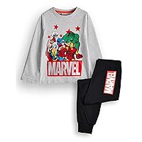 Marvel Avengers Boys Pyjama Set | Kids Grey & Black Superhero Long Sleeve Long Leg Graphic PJs | Sleepwear Merchandise Gift