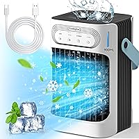 Portable Air Conditioners,Personal Evaporative Air Cooler 3in1 Mini Desktop Cooling fan,900ML Water Tank,3 Cool Mist,3 Wind Speed,7 LED Light,2-8H Timer AC Air Conditioners for Room/Office