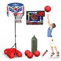 Kid Basketball Hoop Indoor with LED Lights & Scoreboard,Toddler Basketball Hoop Adjustable Height 2.9ft-6ft, Mini Hoop Outdoor with 3 Balls,Basketball Toy Gifts for 3-12 Year Old Boys Girls