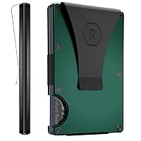 The Ridge Wallet For Men, Slim Wallet For Men - Thin as a Rail, Minimalist Aesthetics, Holds up to 12 Cards, RFID Safe, Blocks Chip Readers, Aluminum Wallet With Money Clip (Forest Green)