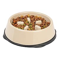 IRIS USA 4 Cups Slow Feeder Dog Bowl, Anti-Choking, Anti-Slip, Easy to Clean, Interactive Puzzle Toy, Healthy Digestion, Long snouted, Dogs Cats & Other Pets, BPA, PVC, Phthalate Free, Beige/Black