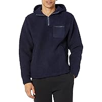 Lucky Brand Men's Solid Sherpa Utility Half Zip Hoodie