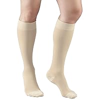 Truform 20-30 mmHg Medical Compression Stockings, Aloe Infused Microfiber, Knee High, Closed Toe, Beige, Large