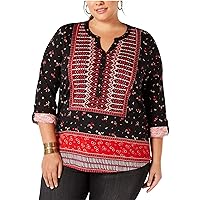 Style & Co. Womens Printed Roll-Tab Tunic Blouse