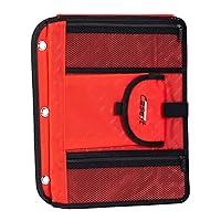 Case It 5-Tab Binder Accessory, 5-colored tabbed, 6 pocket expanding file, fits any standard 3 ring letter size binder, additional zippered mesh pockets for pen storage, ACC-21, Red
