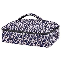 ALAZA Pink Navy Heart Shaped Valentines Day Insulated Casserole Carrier Lasagna Lugger Tote Casserole Cookware for Grocery, Camping, Car
