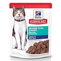 Hill's Science Diet Senior 7+ Wet Cat Food Pouches, 2.8 oz, 24-Pack, Tender Tuna Dinner