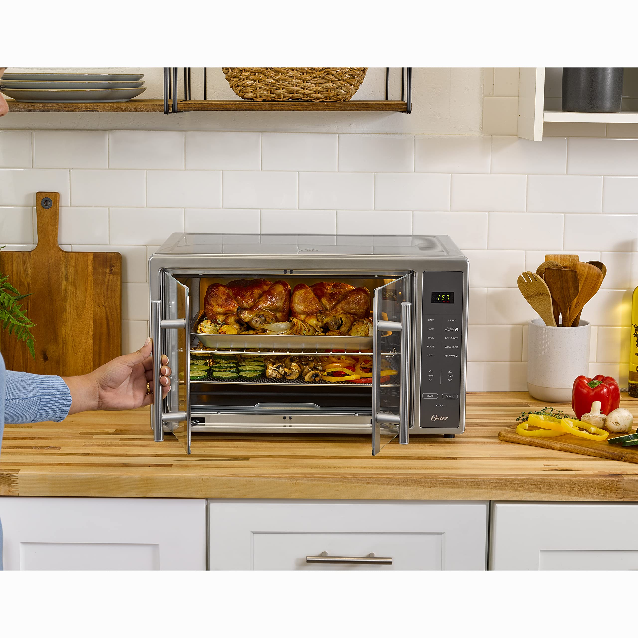 Oster Air Fryer Oven, 10-in-1 Countertop Toaster Oven, XL Fits 2 16