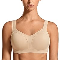 SYROKAN Women's High Impact Underwire Sports Bra High Support Large Bust Padded Adjustable Straps Running Bra