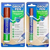 Grout Pen Tile Paint Marker: Waterproof Grout Colorant and Sealer Pen to Renew, Repair, and Refresh Tile Grout - Cleaner Coating Stain Pens - 2 Pack, 5mm Narrow and 15mm Wide Tip Pen - Terracotta