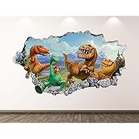 Funny Dinosaur Wall Decal Art Decor 3D Smashed Good Playroom Sticker Mural Kids Nursery Room Custom Gift BL98 (22