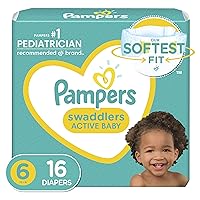 Diapers Size 6, 16 Count - Pampers Swaddlers Disposable Baby Diapers, Jumbo Pack (Packaging May Vary)
