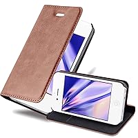 Book Case Compatible with Apple iPhone 4 / iPhone 4S in Cappuccino Brown - with Magnetic Closure, Stand Function and Card Slot - Wallet Etui Cover Pouch PU Leather Flip