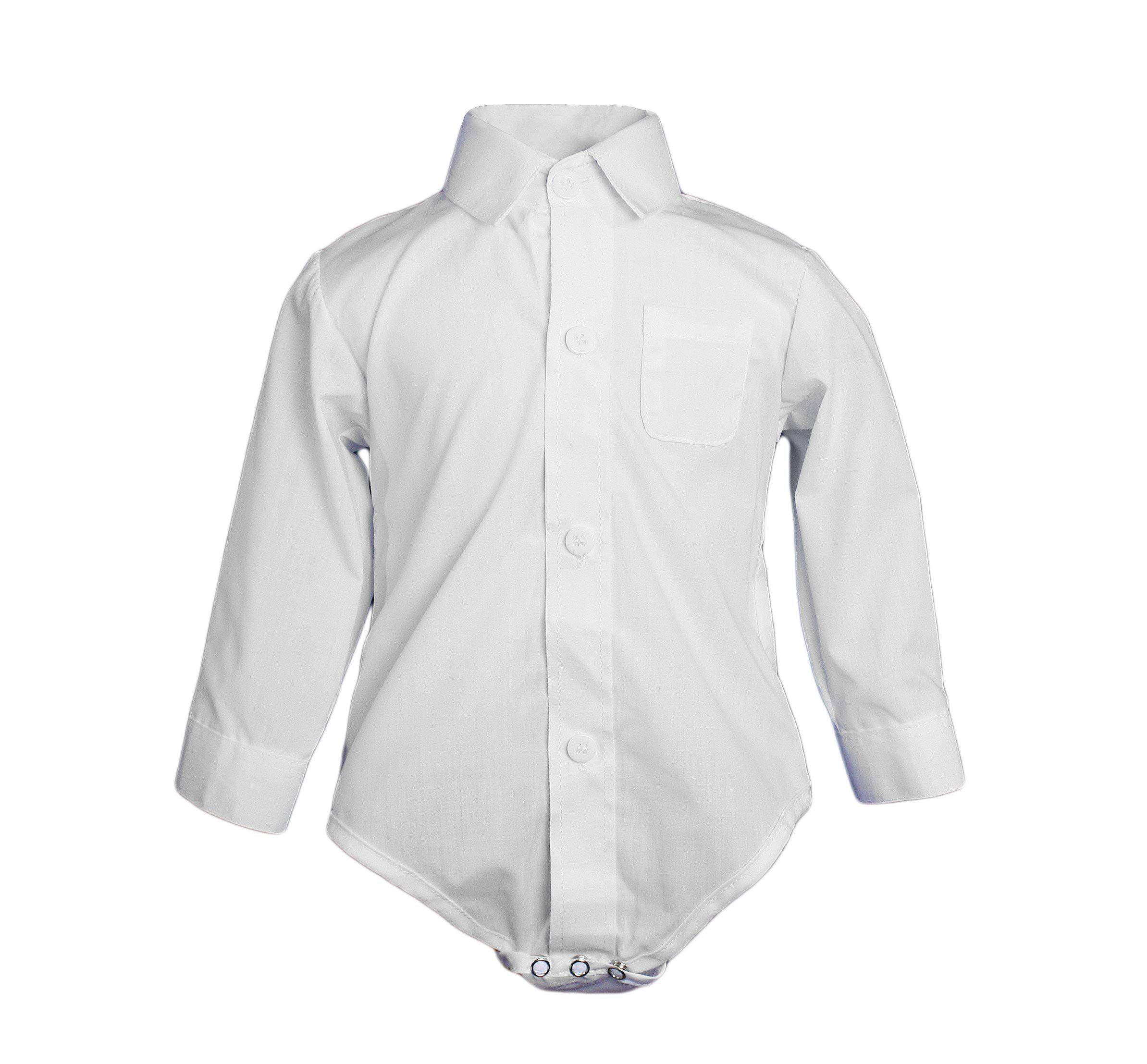Little Things Mean A Lot Unisex Baby Poly Cotton Button Up White Dress Shirt Bodysuit Romper with Collar