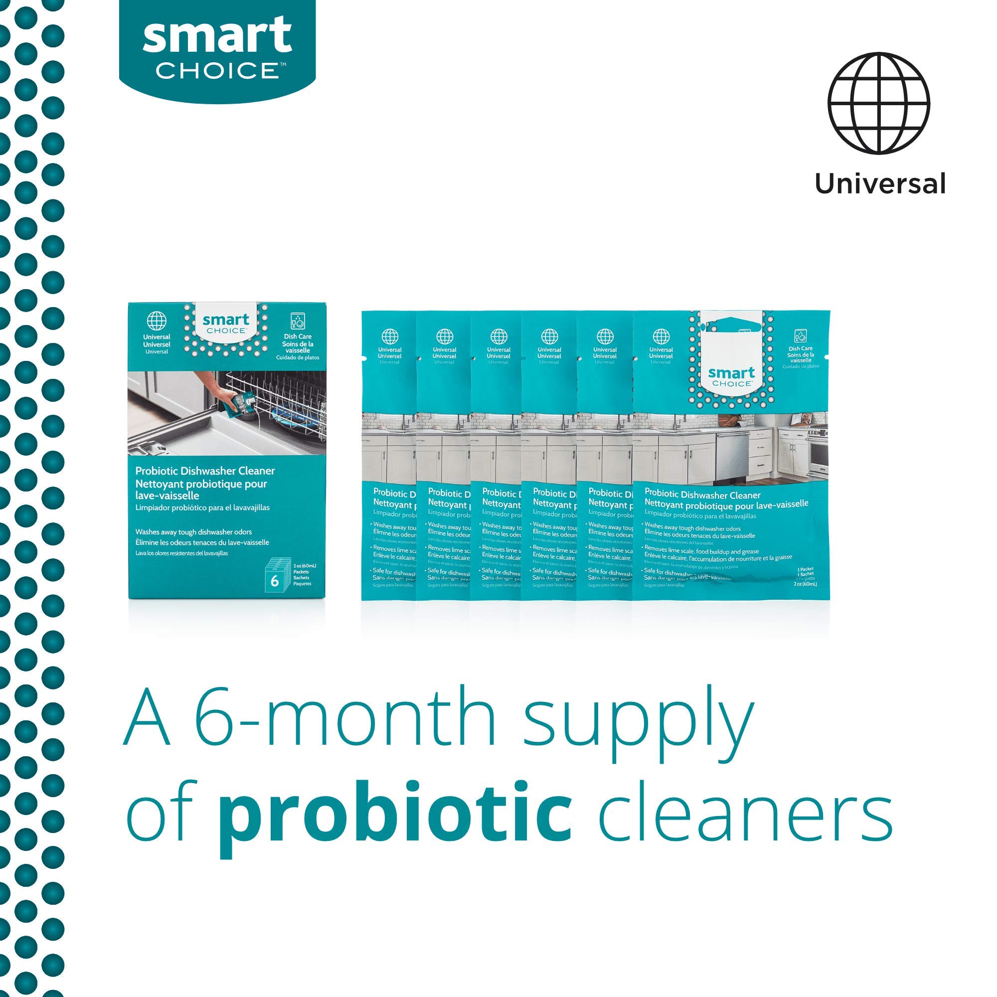 Smart Choice 10SCPROD02 Probiotic Dishwasher Cleaner, 6 Treatments