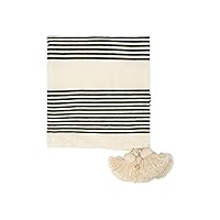 Cotton & Chenille Woven Throw with Stripes & Tassels