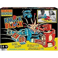 Mattel Games Rock 'Em Sock 'Em Robots Kids Game Knock or Block Fighting Robots, Roll Die & Think Fast with Red Rocket & Blue Bomber