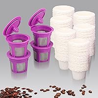 Disposable Paper Coffee Filters 600 Count with 4 Pack Reusable K Cups, Compatible with Keurig Coffee Maker 2.0 & 1.0, Reusable Coffee Pods Filter 4 Pack & 600 Counts Disposable coffee filters