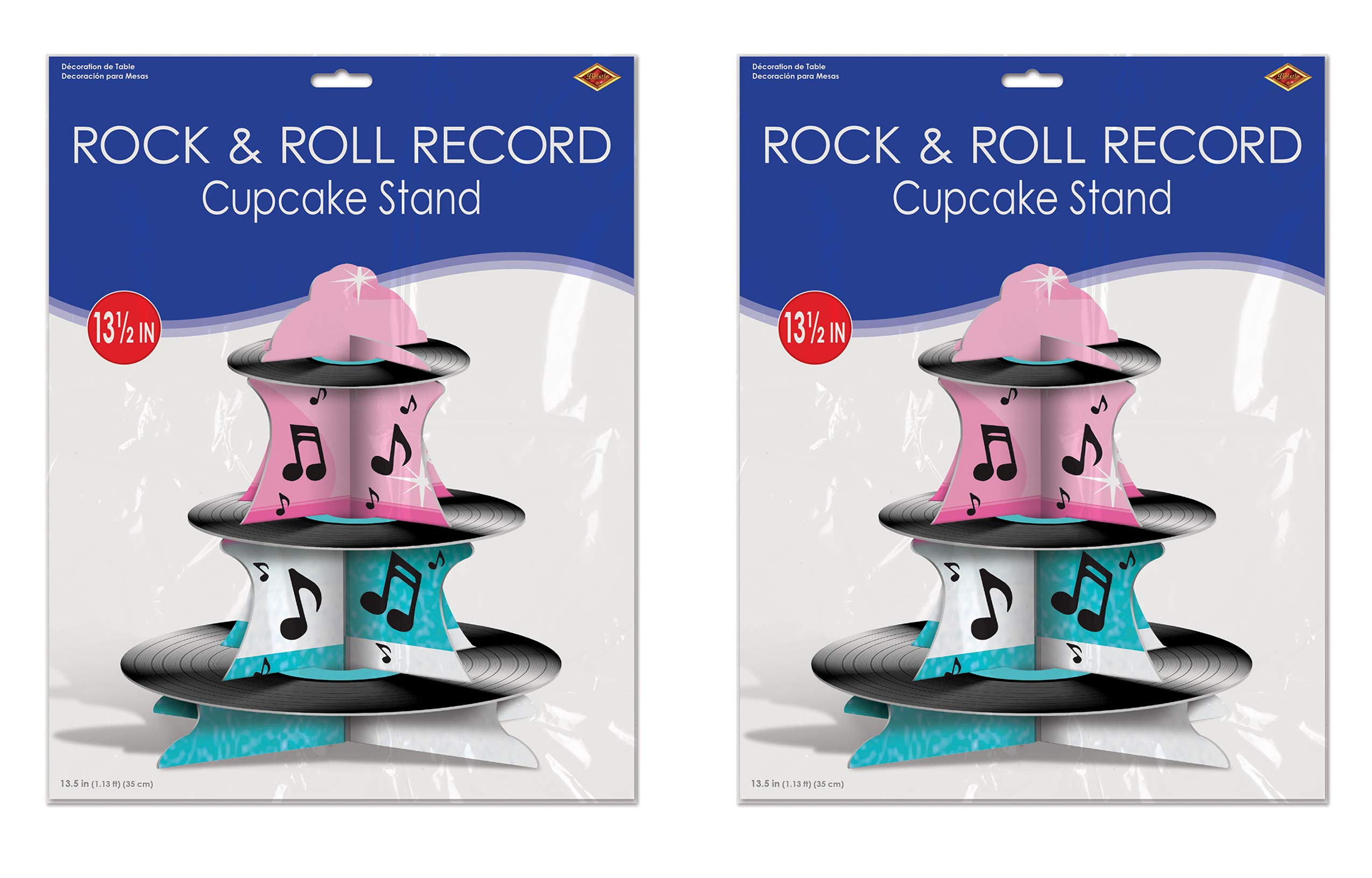 Beistle , 2 Piece Rock and Roll Record Cupcake Stand, 13.5