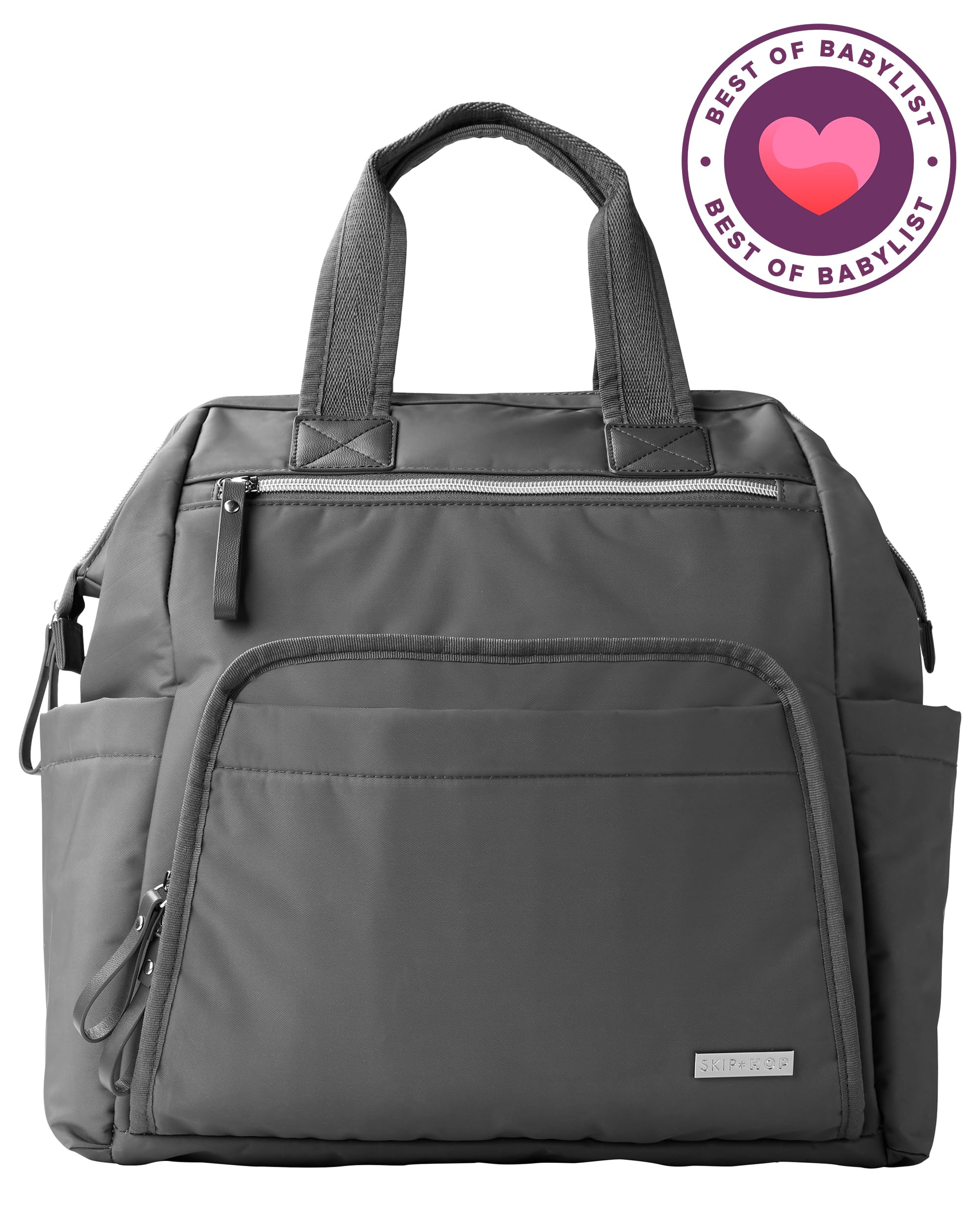 Skip Hop Diaper Bag Backpack: Mainframe Large Capacity Wide Open Structure with Changing Pad & Stroller Attachement, Charcoal