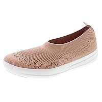 FitFlop Women's Uberknit Slip-On Ballerina Sneaker, Beige, 10