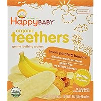 Gentle Teethers Organic Teething Wafers Banana Sweet Potato, 0.14 Ounce Packets (Box of 12) Soothing Rice Cookies for Teething Babies Dissolves Easily Gluten Free No Artificial Flavor
