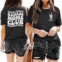 Mama Shirt Women Mom Life: T Shirt Badass Moms Club Shirts Funny Skeleton Graphic Tees Casual Short Sleeve Tee Tops