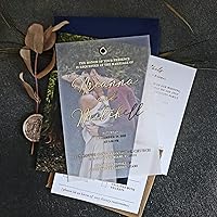 Gold Vellum Wedding Invitations with envelopes, RSVP cards, Details and Photo. Gold, Rose Gold and Silver Foil available (Vellum + Photo)
