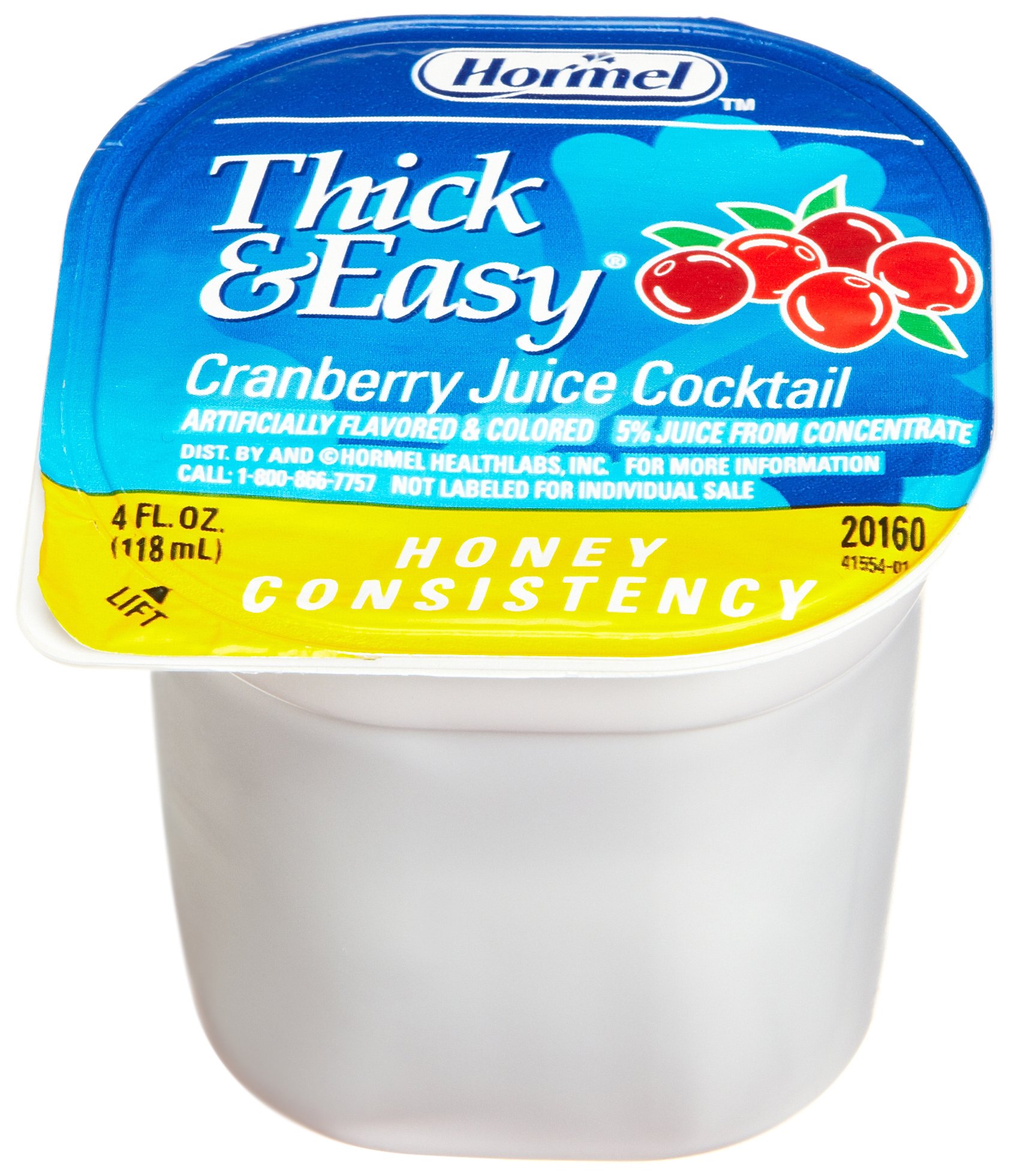 Hormel Thick & Easy Thickened Cranberry Juice Cocktail (Honey Consistency), 4-Ounce Portion Control Cups (Pack of 24)