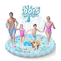 EPN Splash Pad, Extra Large Sprinkler Play Mat Fun for Kids, Thicker Summer Outdoor Water Toys Toddler Pool for 3-12 Years Old Children Boys & Girls (90.5'')