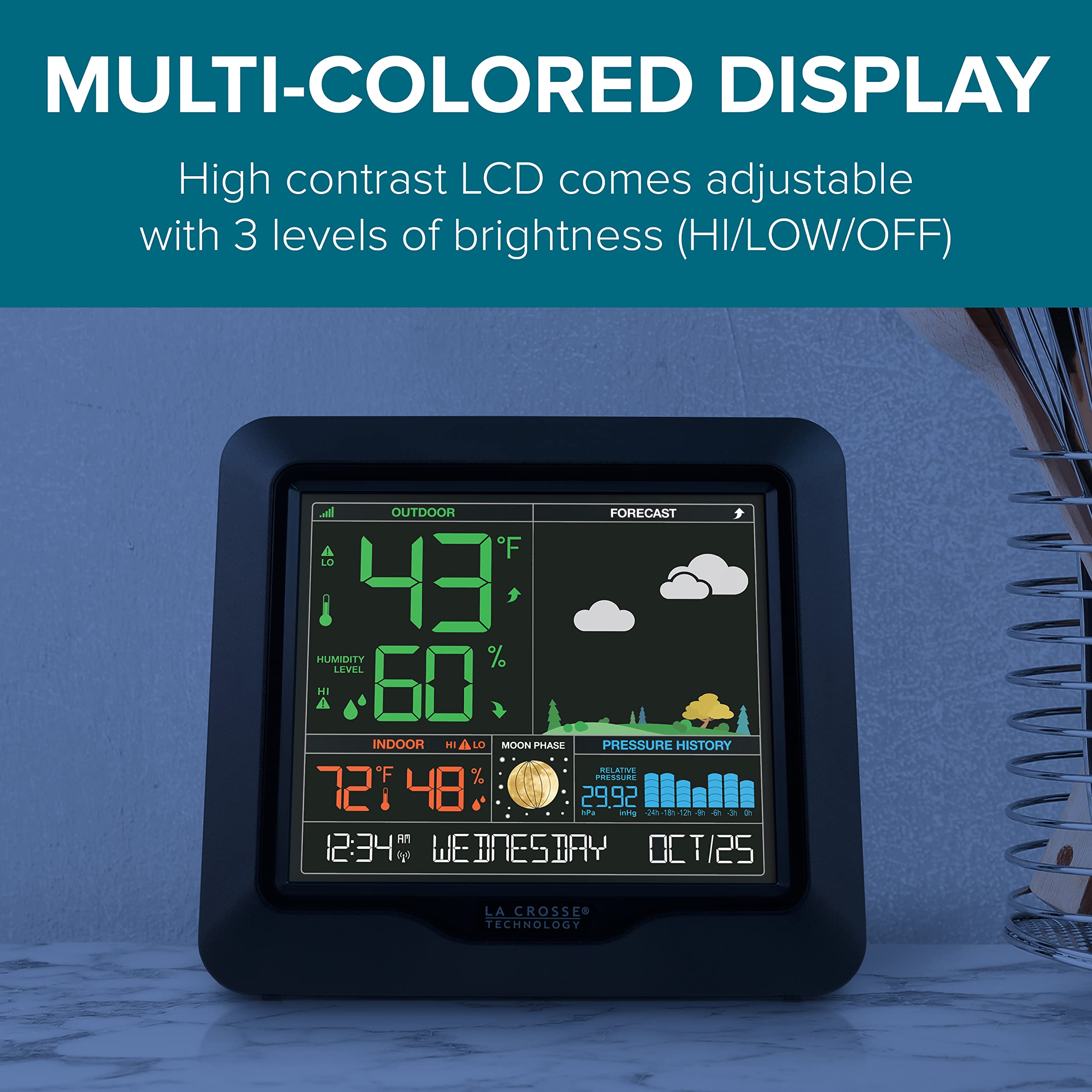 La Crosse Technology S84107-INT Color Forecast Station, Black